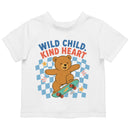 Wild Child Kind Heart Skateboarding Bear T-shirt