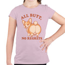 Funny Corgi Dog Youth's T-shirt - All Butt No Regrets