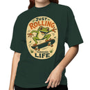 Just Rolling Through Life Frog Skateboard Women's T-shirt
