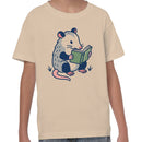 Youth's T-shirt with Cute Possum Reading Illustration
