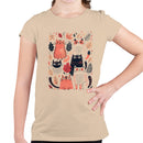 Youth's T-shirt with Cute Autumn Cats and Leaves