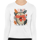 Cute Hedgehog Autumn Leaves Women's Long Sleeve T-shirt