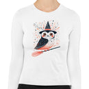 Witch Owl Broomstick Halloween Women's Long Sleeve