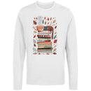 Cat on Books with Autumn Leaves Women's Long Sleeve