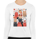 Autumn Cats with Leaves Women's Long Sleeve T-Shirt
