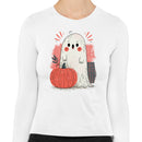 Cute Halloween Ghost Pumpkin Women's Long Sleeve Shirt
