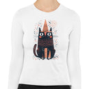 Whimsical Cat Witch Hat Women's Long Sleeve Shirt