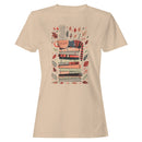 Cat on Books with Autumn Leaves Women's T-shirt