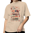 Cat on Books with Autumn Leaves Women's T-shirt