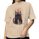Whimsical Cat Witch Hat Women's T-shirt