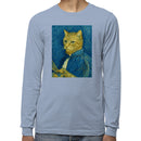 Painter Cat Portrait Van Gogh Style Men's Long Sleeve