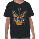 Youth's T-shirt with Butterfly Wings Acoustic Guitar Art