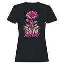 Women's T-shirt Pink Flower Breast Cancer Ribbon