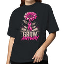 Women's T-shirt Pink Flower Breast Cancer Ribbon