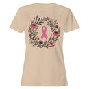 Pink Ribbon Floral Wreath Women's T-shirt
