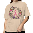 Pink Ribbon Floral Wreath Women's T-shirt