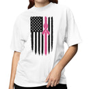 Pink Ribbon American Flag Women's T-shirt