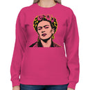 Pop Art Female Portrait Floral Headpiece Women's Sweatshirt