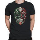 Mexican Sugar Skull Guitar Floral Art Men's T-shirt