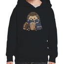 Youth's Hoodie - Cute Hedgehog with Popcorn & Football