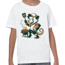 Youth's T-shirt Cartoon Rat Grilling Sausages