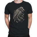 Skeleton Raven Men's T-shirt with Falling Feathers