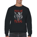Men's Sweatshirt - Feelin' Feral Angry Wolf Head