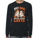 Hey Boo Grab Your Latte Ghosts Men's Long Sleeve