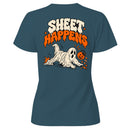 Sheet Happens Halloween Ghost Pun Women's T-shirt