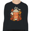 Latte Leaves Autumn Halloween Women's Long Sleeve T-shirt