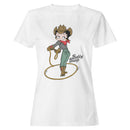 Women's Cartoon Cowgirl Checkered T-shirt