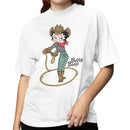Women's Cartoon Cowgirl Checkered T-shirt