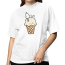 Cartoon Dog on Ice Cream Cone Women's T-shirt
