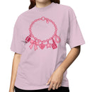Pink Football Charm Bracelet & Lucky Heart T-shirt