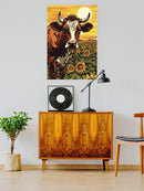 Cow In Sunflower Scene Wall Art -SmartPrintsInk Designs