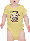 Sweet Baby Elephant On Swing Bodysuit -SmartPrintsInk Designs