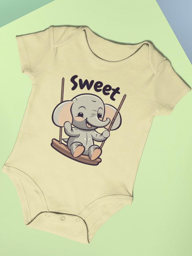 Sweet Baby Elephant On Swing Bodysuit -SmartPrintsInk Designs