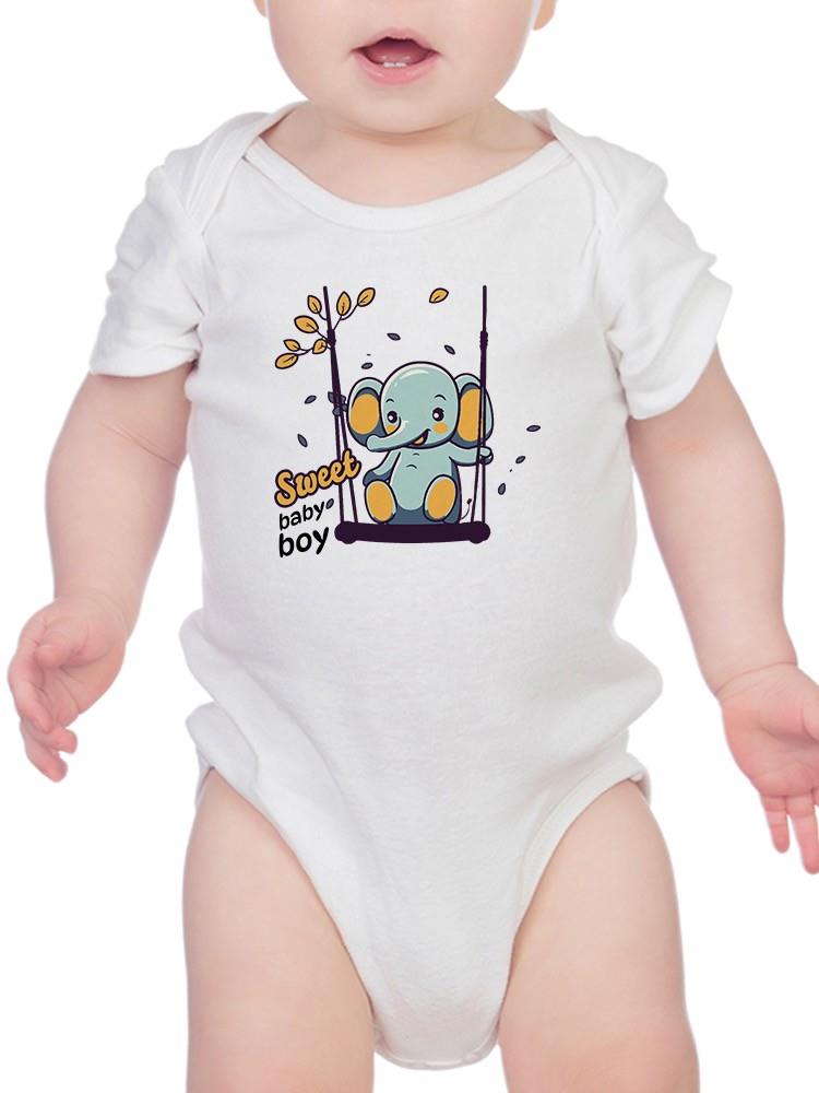 Baby Elephant On Swing Bodysuit -SmartPrintsInk Designs