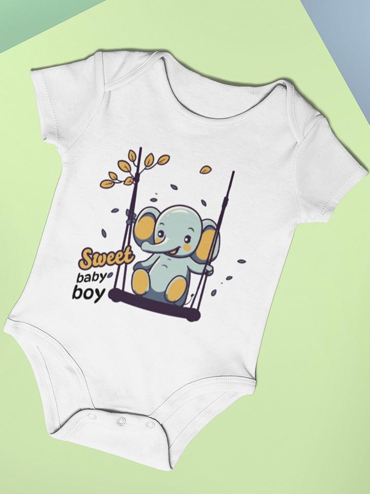 Baby Elephant On Swing Bodysuit -SmartPrintsInk Designs