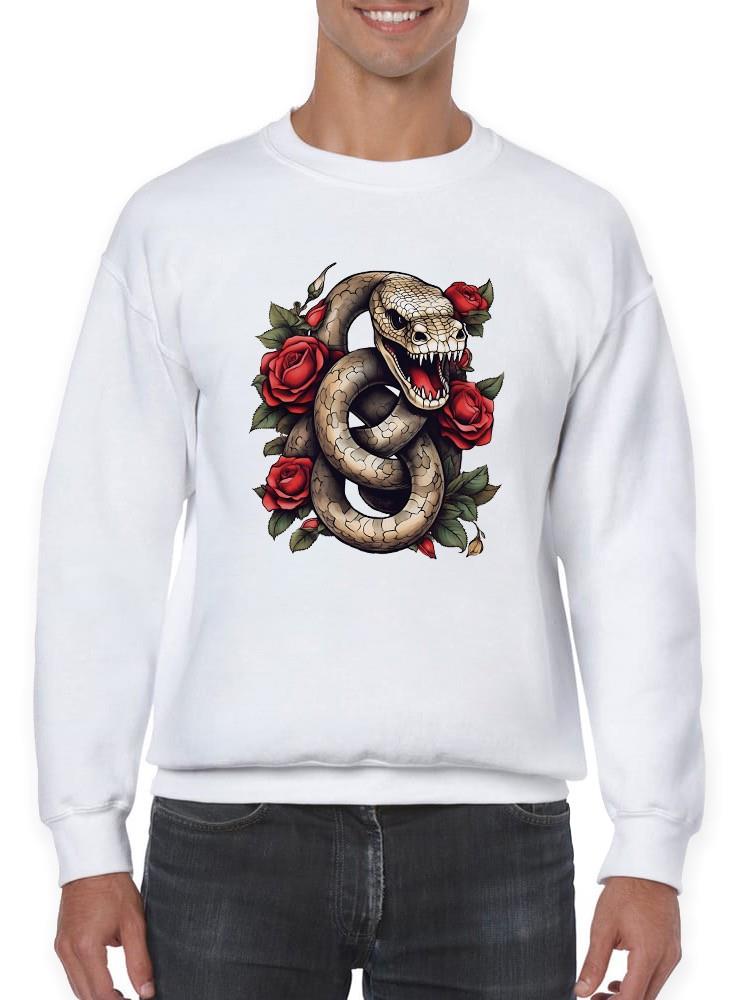 Dangerous Snake With Flowers Sweatshirt -SmartPrintsInk Designs
