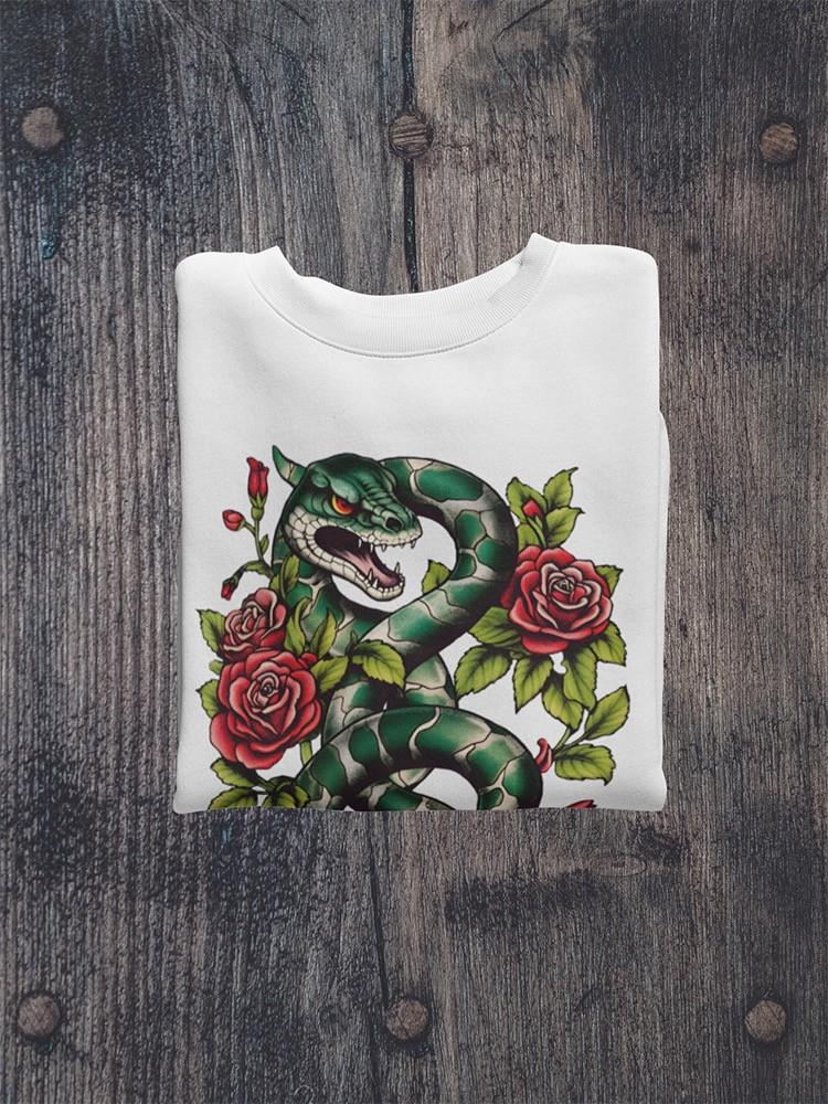 Dangerous Snake With Roses Sweatshirt -SmartPrintsInk Designs