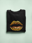 Golden Cheetah Print Lips Sweatshirt Women's -SmartPrintsInk Designs