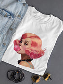Pinup Girl With Pink Bubblegum T-shirt -SmartPrintsInk Designs