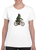 Frog Gentleman On A Bike T-shirt -SmartPrintsInk Designs