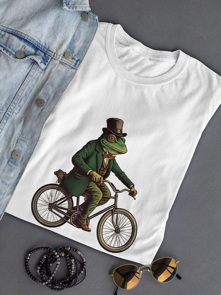 Frog Gentleman On A Bike T-shirt -SmartPrintsInk Designs