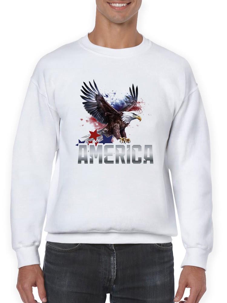 America Flying Eagle Usa Art Sweatshirt -SmartPrintsInk Designs
