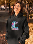 Letter L With Flowers Hoodie -SmartPrintsInk Designs