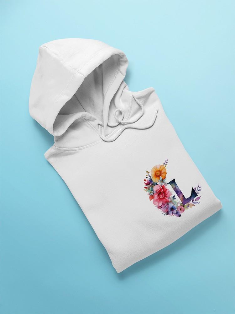 Letter L Flower Design Hoodie -SmartPrintsInk Designs
