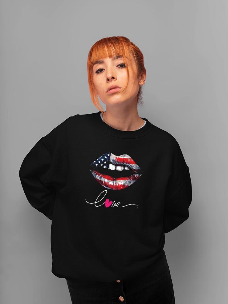 Love Usa Flag Lips Sweatshirt -SmartPrintsInk Designs