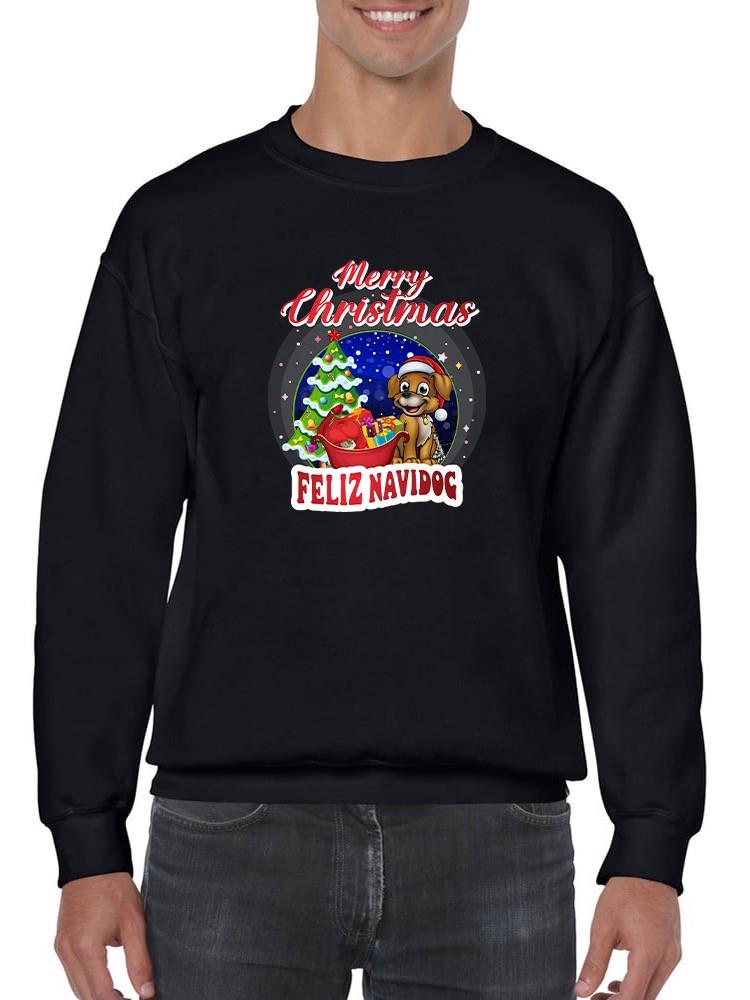 Merry Christmas Feliz Navidog Hoodie -SmartPrintsInk Designs